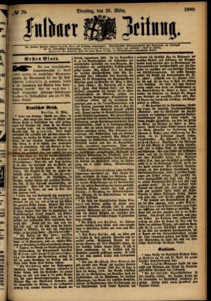 Erste Ausgabe vom Dienstag, den 26. März 1889.