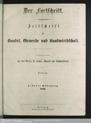 10.1859: Der Fortschritt : Zeitschrift für Handel, Gewerbe u. Landwirthschaft