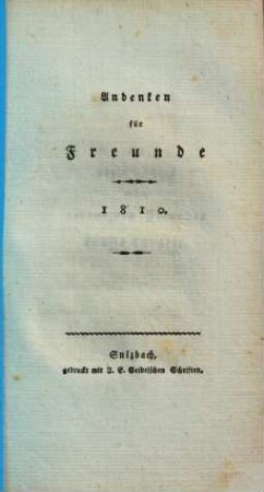 Andenken für Freunde. 1810