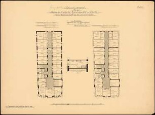 Gasthaus »Rheinischer Hof«, Köln: Grundrisse 1. - 3. OG, Einbettzimmer 1:75