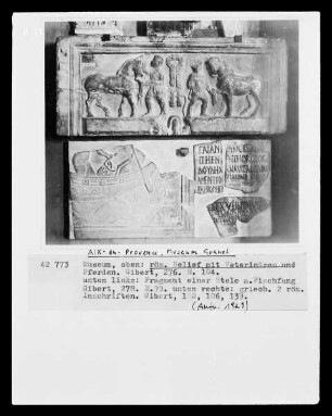 Relief mit Pferde und Veterinären