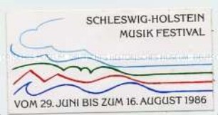 Aufkleber mit Werbung für das Schleswig-Holstein Musik Festival 1986
