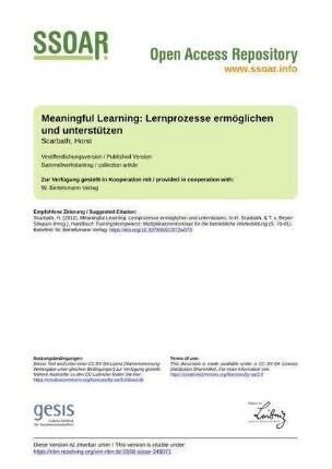 Meaningful Learning: Lernprozesse ermöglichen und unterstützen