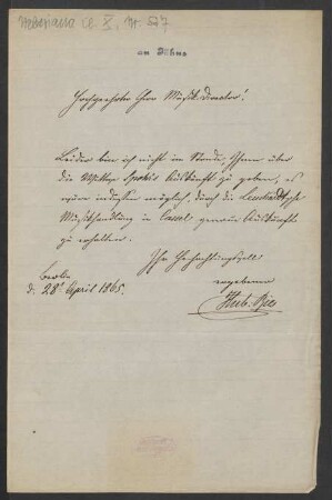 Brief an Friedrich Wilhelm Jähns : 28.04.1865