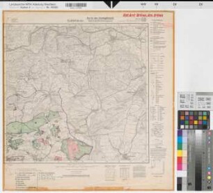 Katasteramt Brilon  Kreis Brilon, Meßtischblatt Goddelsheim 4718, Farbige Einzeichnung mit Namensliste
