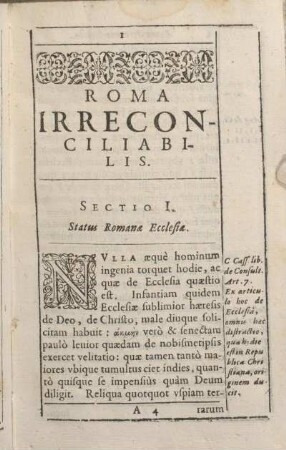 Sectio I. Status Romanae Ecclesiae.