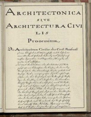 Architectonica sive architectura civilis (mit Skizzen), dt.