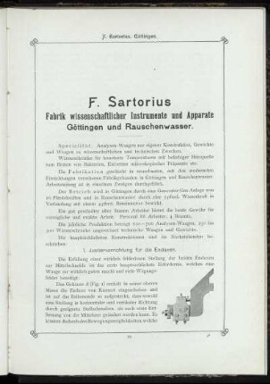F. Sartorius. Fabrik wissenschaftlicher Instrumente und Apparate Göttingen und Rauschenwasser