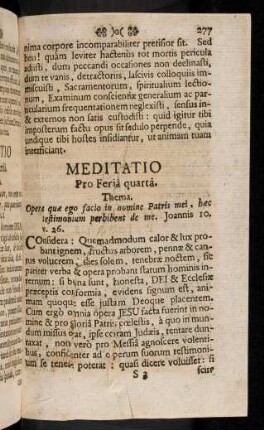277-287, Meditatio Pro Feria quarta; ...