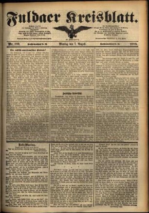 Ausgabe vom Montag, den 07. August 1905.