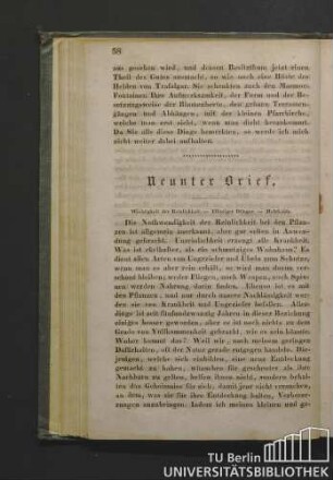 Neunter Brief. Wichtigkeit der Reinlichkeit. - Flüssiger Dünger. - Holzkohle.