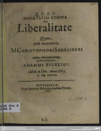 Disputatio ethica: De liberalitate