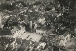 Gera : Stadtzentrum mit Markt und Rathaus, Luftbildschrägaufnahme