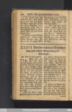 XXXVI. Von der richtigen Beurtheilung und rechten Anwendung der Lebenszeit.