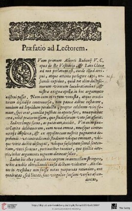 Praefatio ad Lectorem