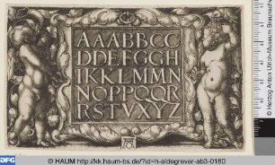 Alphabet auf Tafel von Putten gehalten