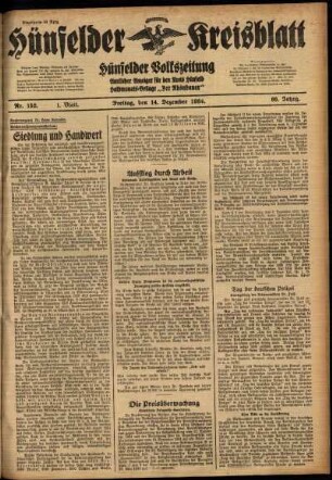 Erste Ausgabe vom Freitag, den 14. Dezember 1934.