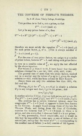 The converse of Fermat's theorem.