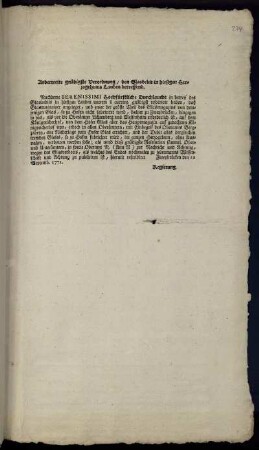 Anderweite gnädigste Verordnung, den Glasdebit in hiesigen Herzogthums Landen betreffend : Zweybrücken den 12 Septemb. 1771.