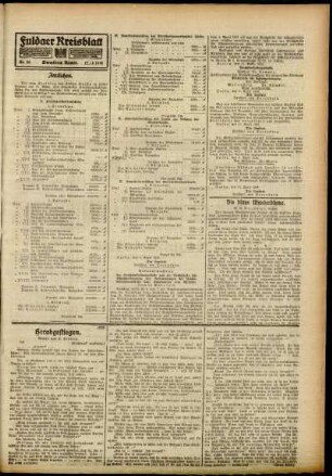 Zweite Ausgabe vom Mittwoch, den 17. April 1918.