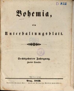 Bohemia : ein Unterhaltungsblatt, 1843,2 = Jg. 16
