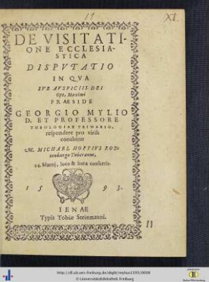 De Visitatione Ecclesiastica Dispvtatio