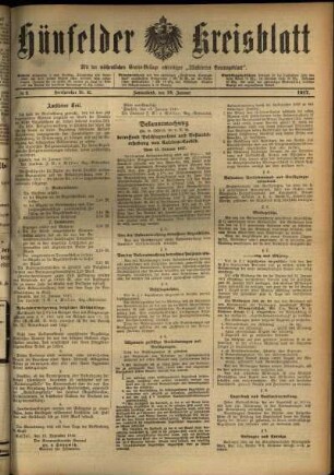 Ausgabe vom Samstag, den 20. Januar 1917.
