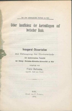 Ueber Insufficienz der Aortenklappen auf luetischer Basis