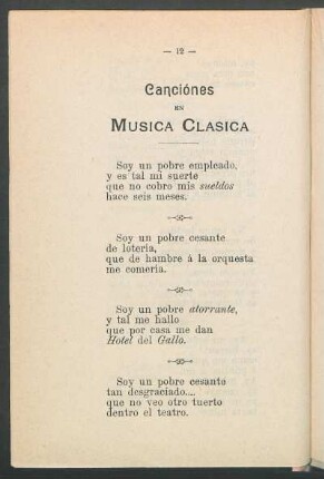 Canciónes en música clásica