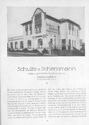 Schulte & Schemmann Eisen- und Metall-Großhandlung Harbrug-Elbe Seehafenstrasse Nr. 6