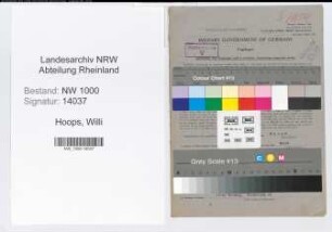 Entnazifizierung Willi Hoops, geb. 23.09.1900 (Postsekretaer)