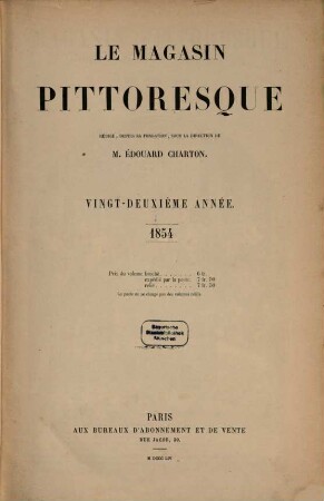 Le magasin pittoresque. 22. 1854
