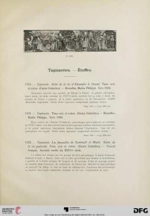 Tapisseries. – Étoffes (No. 1374-1426)