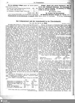 Der Kriegszustand und der Aussenhandel in der Uhrenindustrie