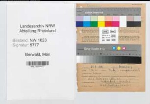 Entnazifizierung Max Berwald , geb. 25.08.1889 (Zollamtmann)