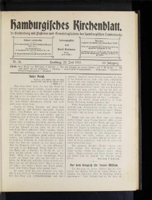 Nr. 25. Hamburg, 22. Juni 1913. 10. Jahrgang.