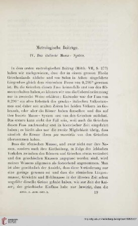 10: Metrologische Beiträge, 4, Das italische Maass-System