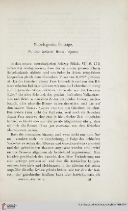 10: Metrologische Beiträge, 4, Das italische Maass-System