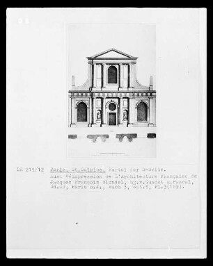 Paris, Saint Sulpice, Aufriss und Grundriss des Portals der Nordseite