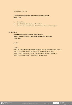Notizen, Anmerkungen und Texte zur niedersorbischen Grammatik