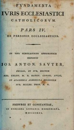 Fundamenta iuris ecclesiastici catholicorum, 4. De personis ecclesiasticis
