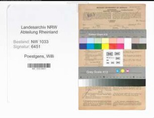Entnazifizierung Willi Poestgens , geb. 29.07.1916 (Polizeianwaerter)