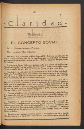 El concepto social : Editorial