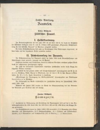 II. Büchersammlung des Bauamts.