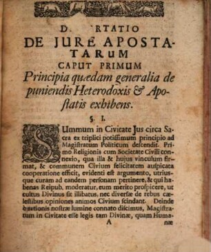 Biga Dissertationum Juridicarum, quarum altera est De Jure Apostatarum, altera De Incorporatione Provinciarum Et Territoriorum Germaniae