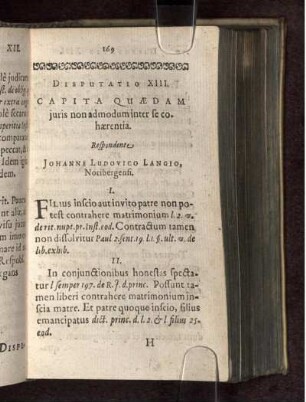 Disputatio XIII. Capita Quaedam juris non admodum inter se cohaerentia