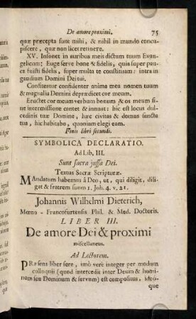75-163, Liber III. De amore Dei & proximi miscellaneus.
