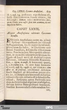 Caput LXXIX. Aliquot Anastasianæ editionis Canonum discussio