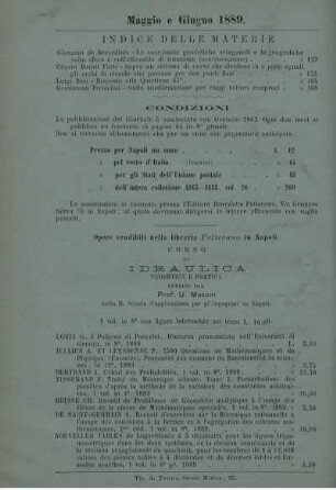 Indice della materie. Condizioni.