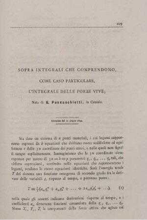 Sopra integrali che comprendono come cas particolare, l´integrale delle forze vive.